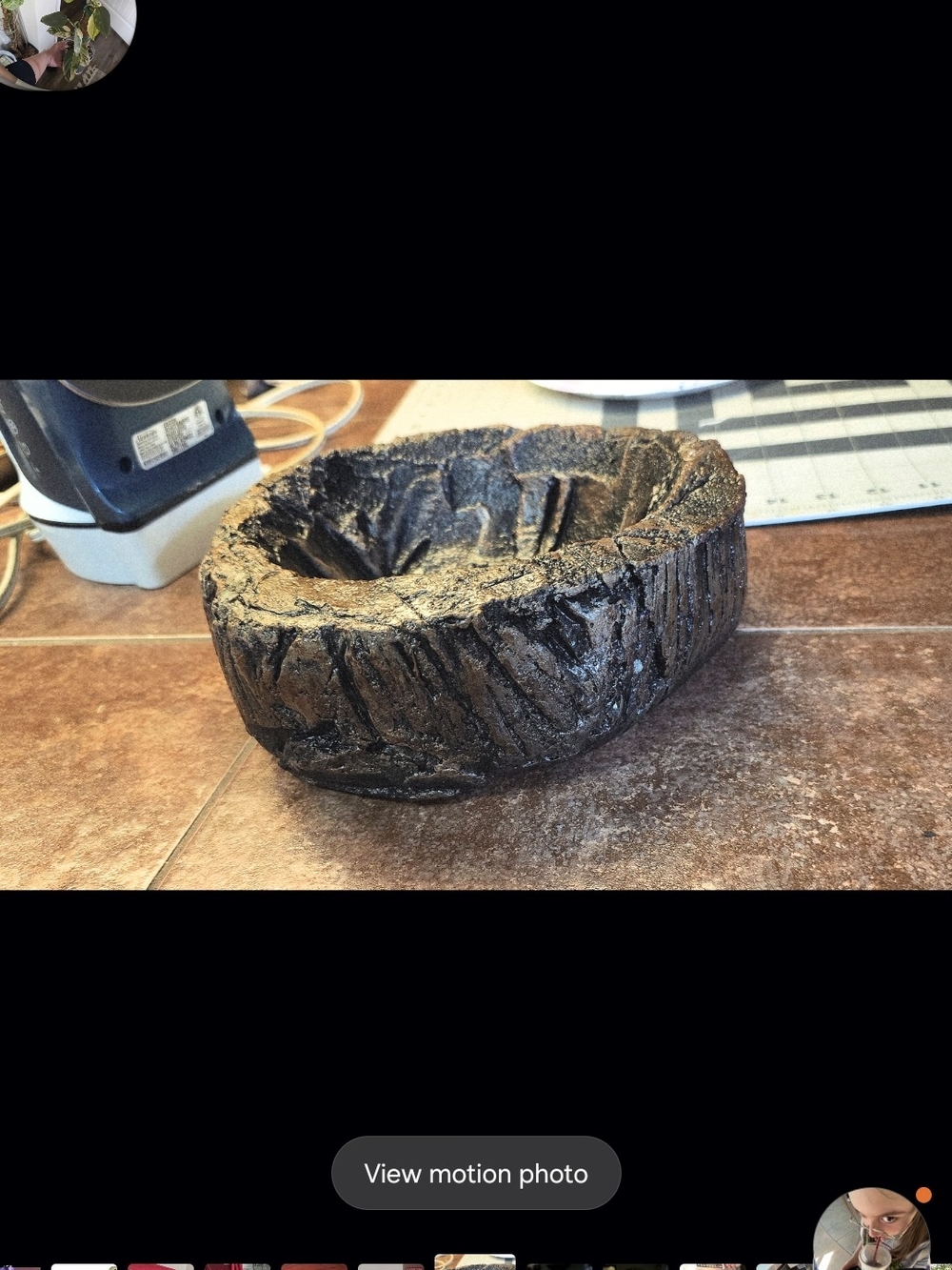 🪵 Handmade Faux-Bark Concrete Planter / Bonsai Pot